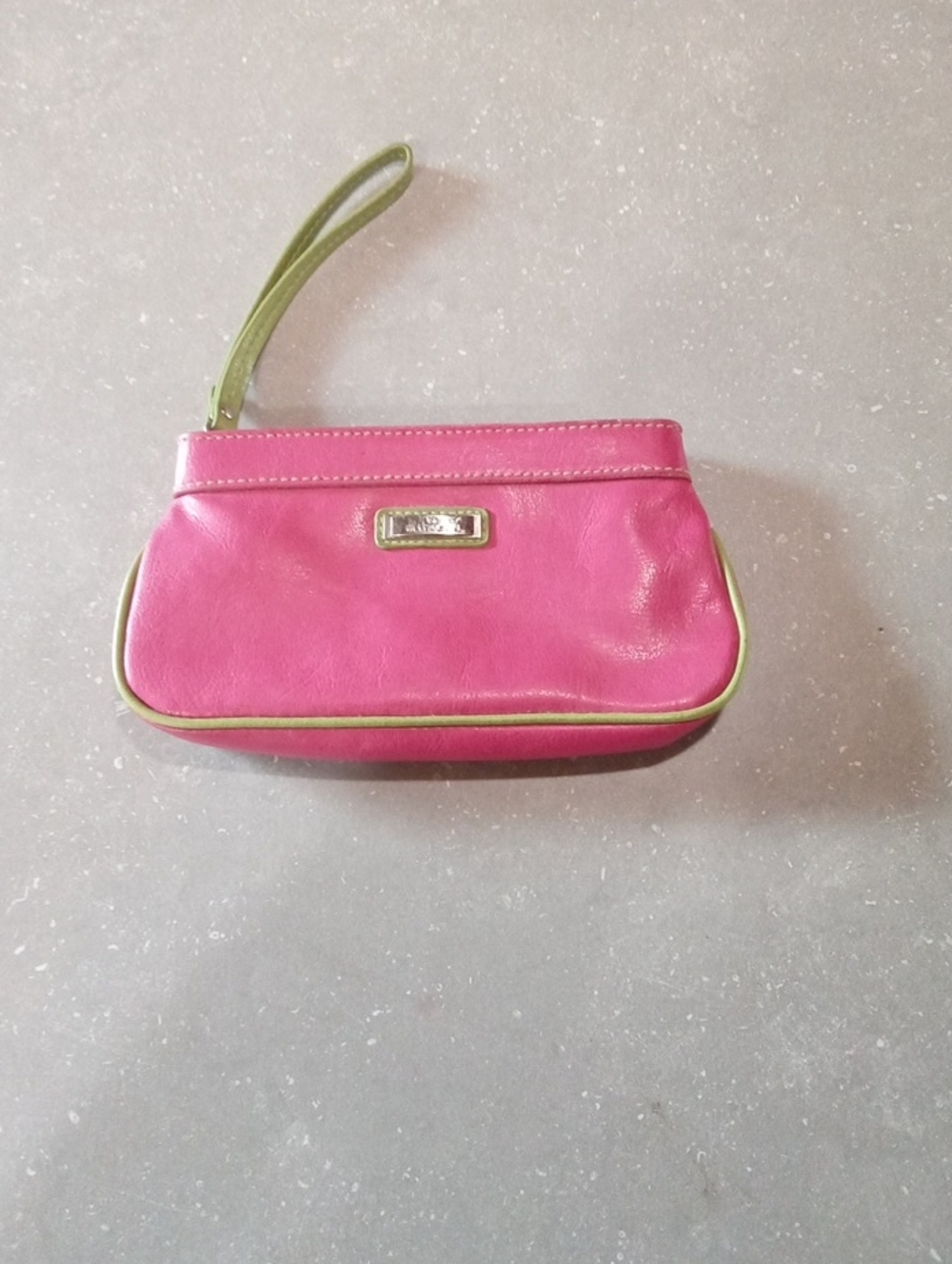 Minicci Pink Wristlet Clutch with Green Trim